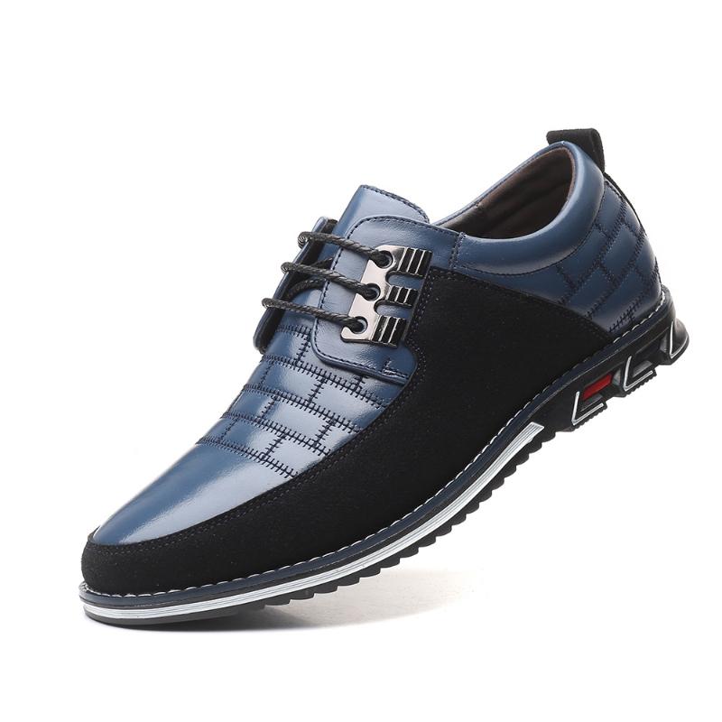 Autumn Winter Casual Shoes Korean Style Trendy Black Bottom Men's Business Leather Shoes Lace-Up Leather Shoes Simple stylish