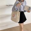 Adorable Floral Embroidered Corduroy Shoulder Bag Sweet Japanese Tote For Students