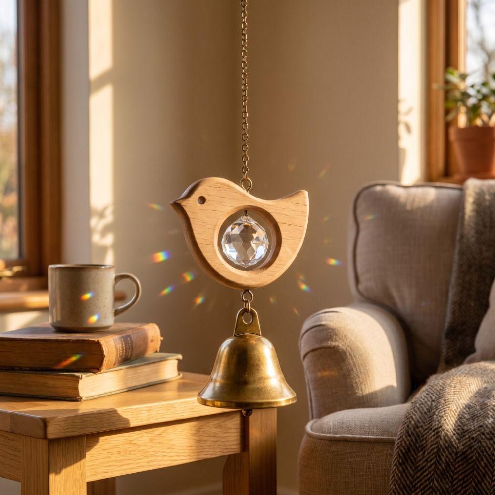 Wooden Wind Bells Reflective Sun Catcher Creative Hanging Ornament Home