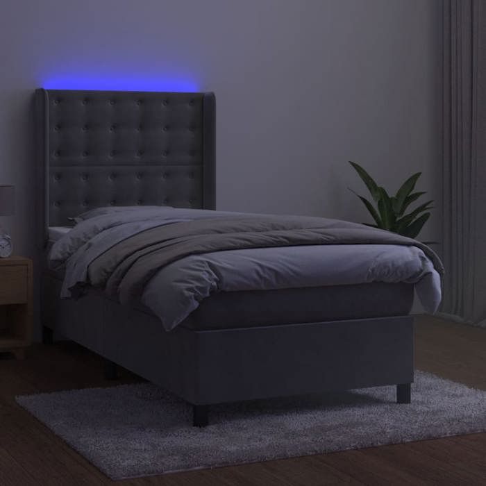 VidaXL Sommier à Lattes de Lit avec Matelas et LED, Lit Rembourré, Lit Simple, Lit Adulte de Chambre à Coucher Intérieur, 3139769