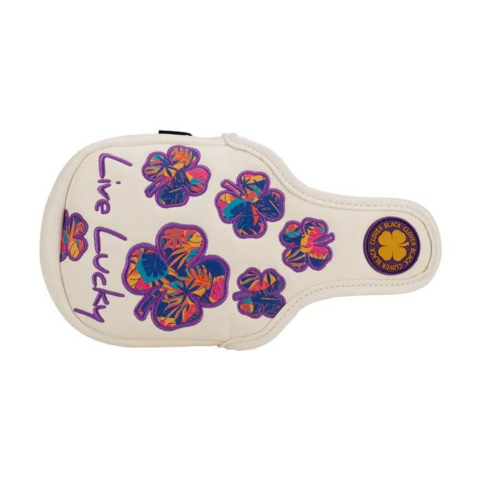 Black Clover Golf Headcover, Luau Mallet Putter Cover, White/Purple/Navy, BCJS5AF004ML