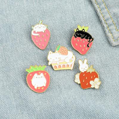 Strawberry Series Enamel Pins Love Ice Cream Cat Coffee Planet Wizard Glasses Magic Book Alloy Brooch Badge Punk Jewelry