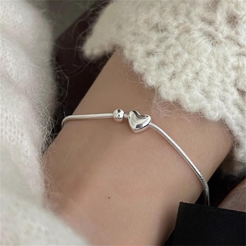 Simple love small round bead snake bone chain bracelet 925 sterling silver niche design versatile ins jewelry tide