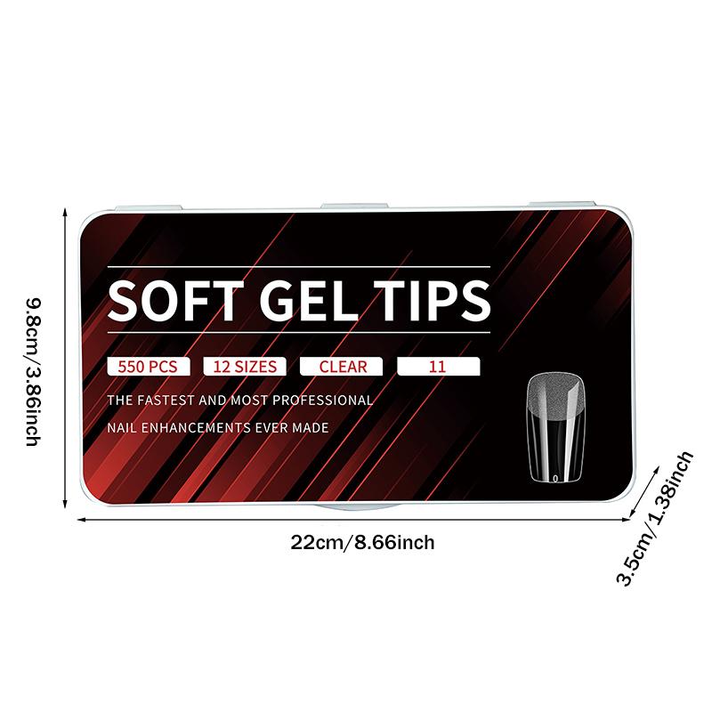 550PCS False Nail Tips Soft Gel Fingertip Semi-matte Capsules Almond French Coffin Full Cover Artificial Fake Nails Extension