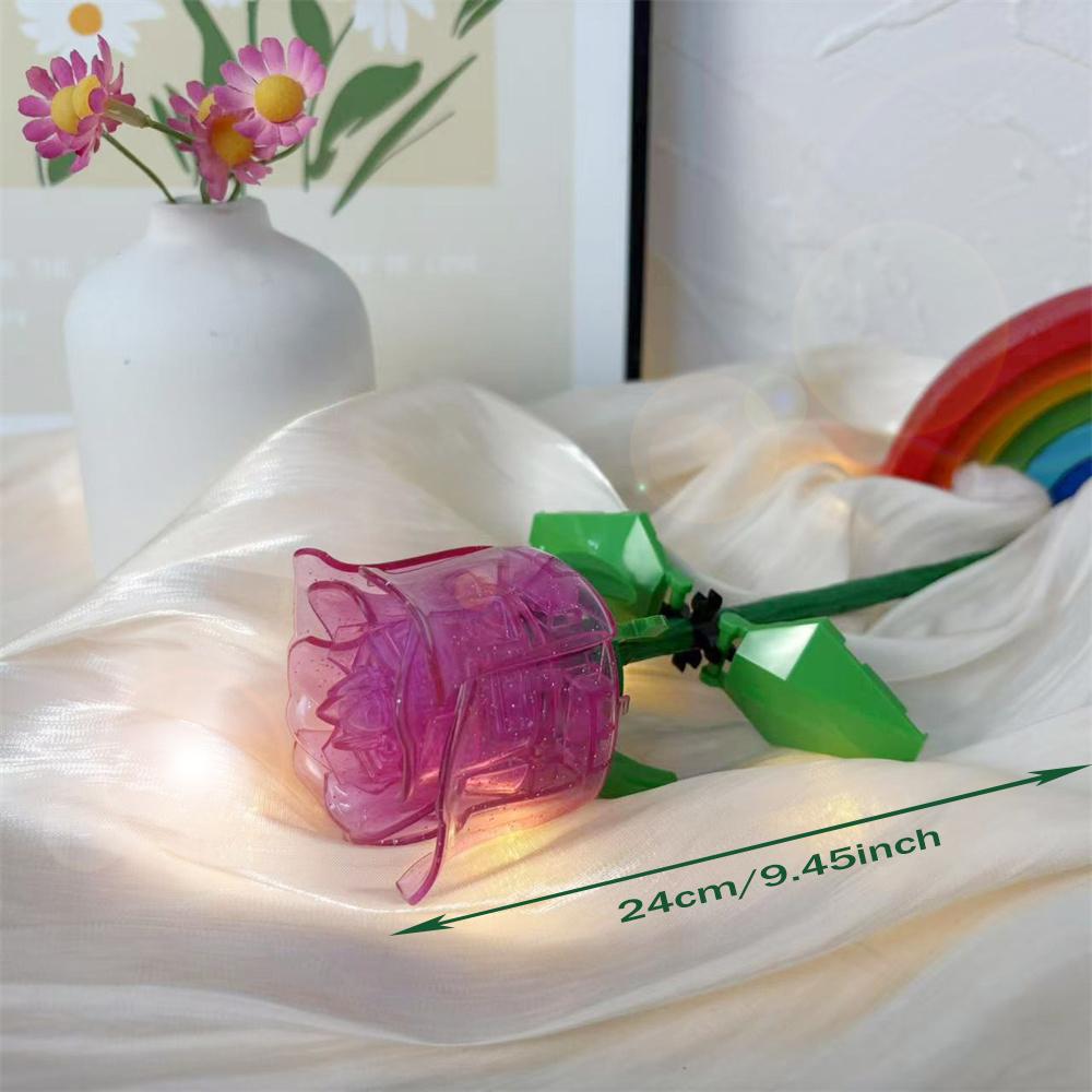 Style Rose Flower Building Blocks - Mood-Enhancing Assembly Experience, Home Desk Decoration, Perfect Gift for Valentine's Day