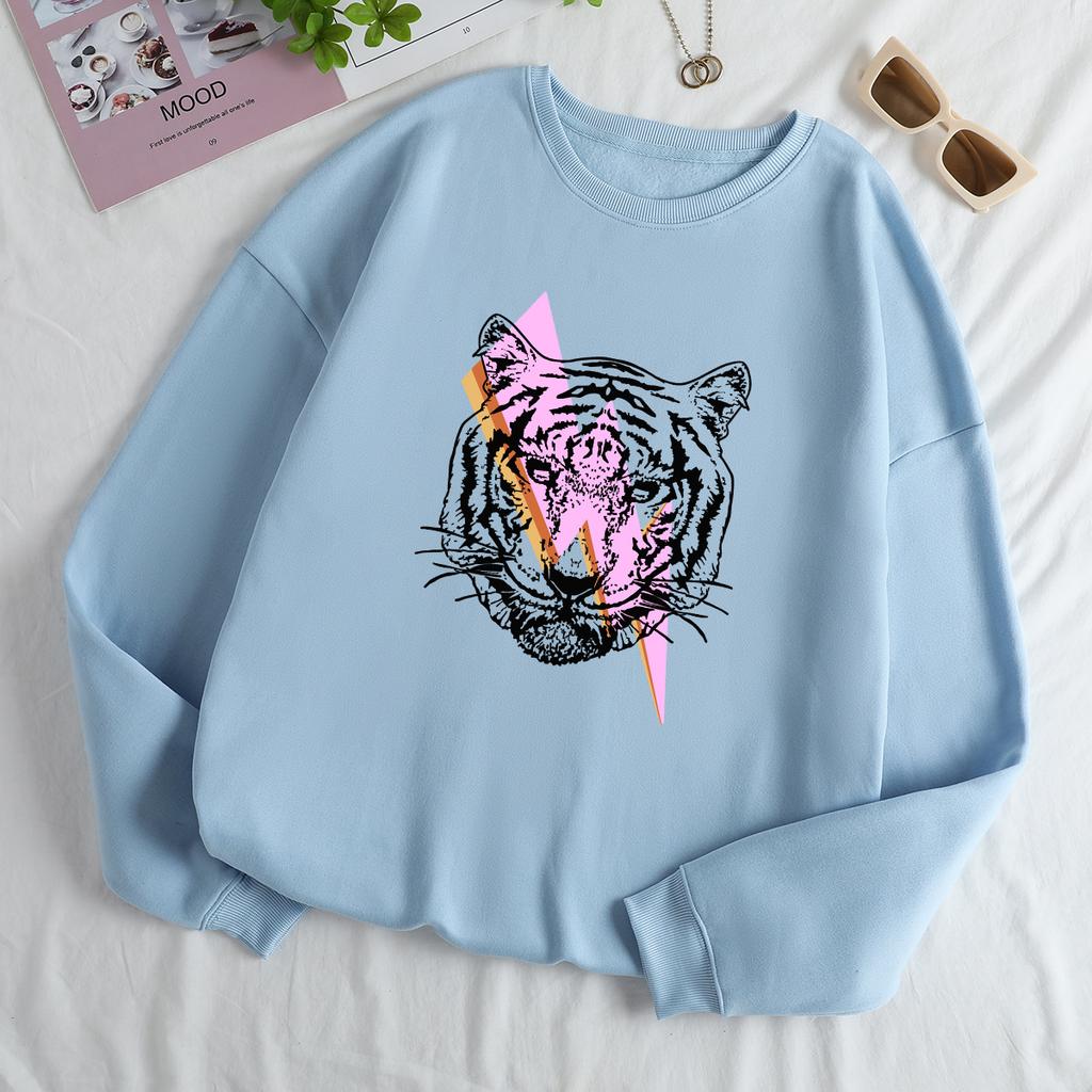 Fashion Printing Loose Long Sleeves Simple Round Neck Casual Tops Women’s