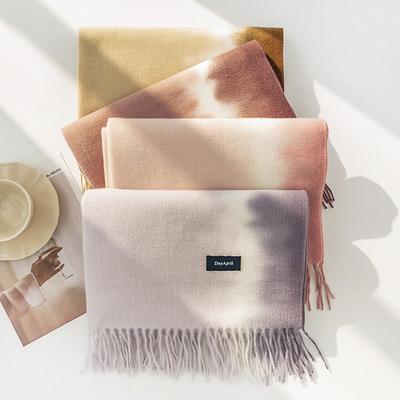 New Autumn and Winter Scarves Custom-made Imitation Cashmere Tie-dye Scarves Sweet Shawls Warm Scarves Men