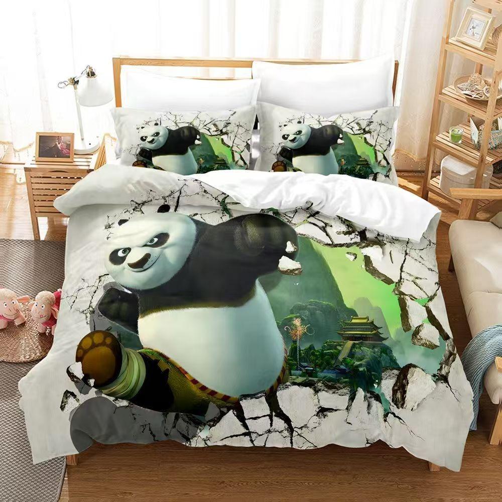 Panda Bettbezug Kissenbezug Bettwäsche JungeMädchen Schlafzimmerdekoration Kindergeschenk Einzel Doppel Großbettgröße Reißverschluss Bettbezug