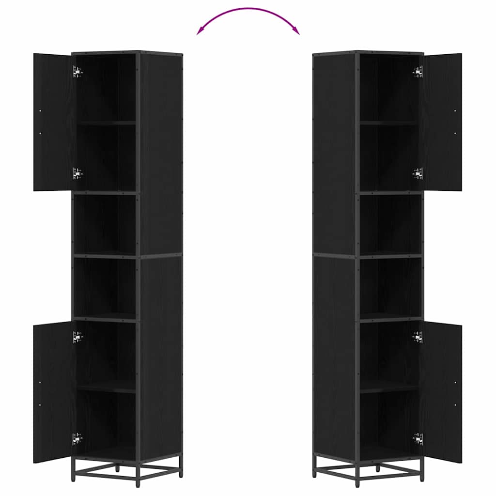 Bathroom Furniture Set 3 Pcs Black Oak Effect Engineered Wood