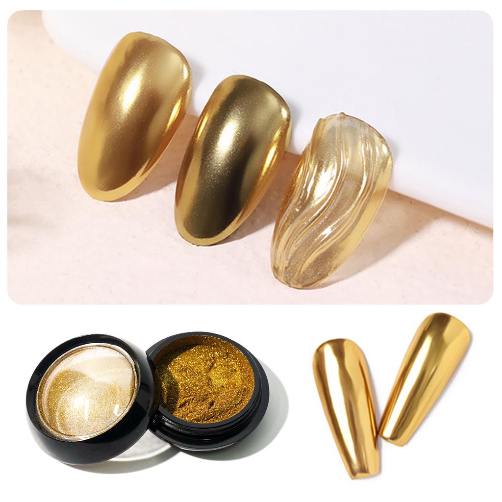 1 stücke Nagel Glitter Metallic Reiben Staub Gel Polnischen Pigment Shinning Metall Maniküre Decor Magie Spiegel Pulver Gold Silber Chrom