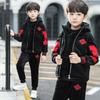 Autumn Winter Boys Tracksuit Teenager Clothes Velvet Zipper Vest Jacket + Hooded + Pant Children Set Kids 8 9 10 11 12 Year
