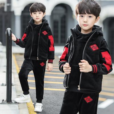 Herbst Winter Jungen Trainingsanzug Teenager Kleidung Samt Reißverschluss Weste Jacke + Kapuze + Hose Kinder Set Kinder 8 9 10 11 12 Jahr