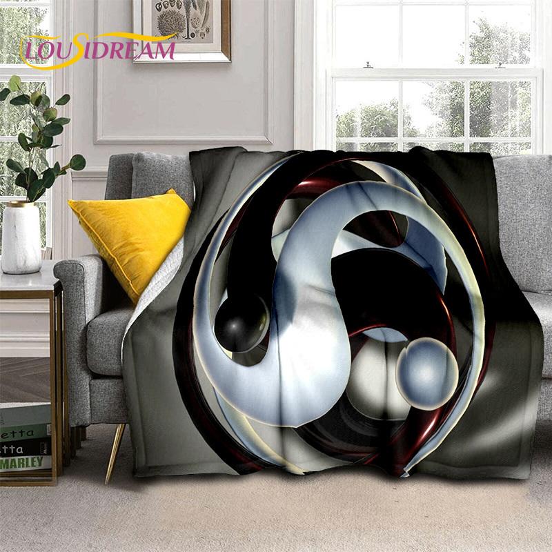 Chinese Bagua Yin Yang 3D Tai Chi Deken, Zachte Worpdeken voor Thuis Slaapkamer Bed Sofa Picknick Reizen Kantoor Dekbed Kinderen
