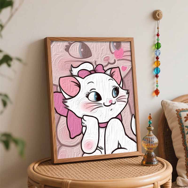 Disney Marie Cat Oil Art Painting Kit Home Wall Decor Handmade Gift for Lovely Pink Theme Style Aesthetic Bedroom Art Decoration Craft