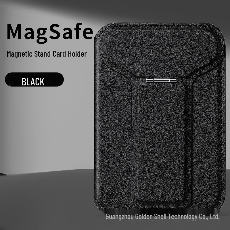 Magnetic Leather Flip Card Holder with MagSafe-Compatible Slot
