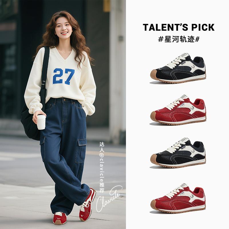 Leather women's autumn new crooked head sports shoes flat running comfortable casual women's shoes