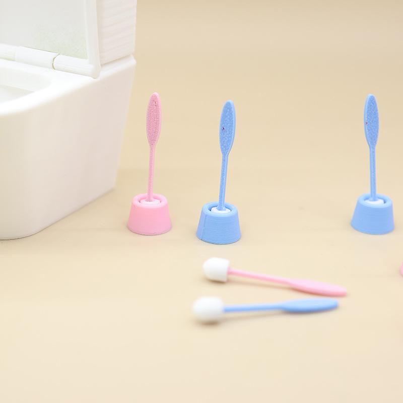 1 Set 1:12 Dollhouse Mini Simulation Long Handle Toilet Brush Model Cleaning Tool For Toilet Scene Toy Home Decoration Accessories