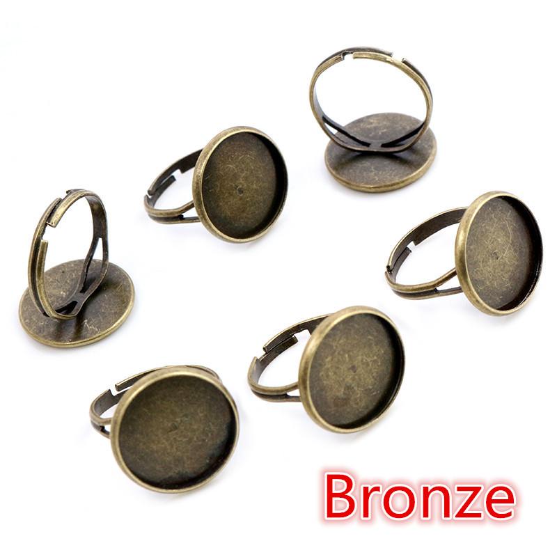 10pcs/lot Adjustable Blank Ring Base Fit Dia 10 12 14 16 18 20 mm Glass Cabochons Cameo Settings Tray Diy Jewelry Making Ring