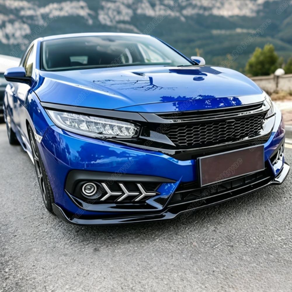 For Honda Civic X FC FK 10th Gen 2016 2017 2018 2019 2020 2021 Car Front Spoiler Splitter Lip Body Decoration Modification Kit