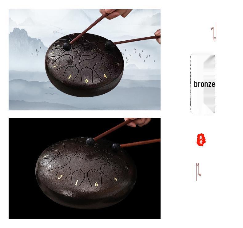 Chinese Style 13-Tone Lotus Steel Tongue Drum (12-inch): Ethereal Children's Educational Percussion Instrument