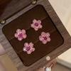 Bursting Full of Diamonds, Pink Flower Stud Earrings for Women's New Popular High-end Earrings, Exquisite and Small Earrings for Women