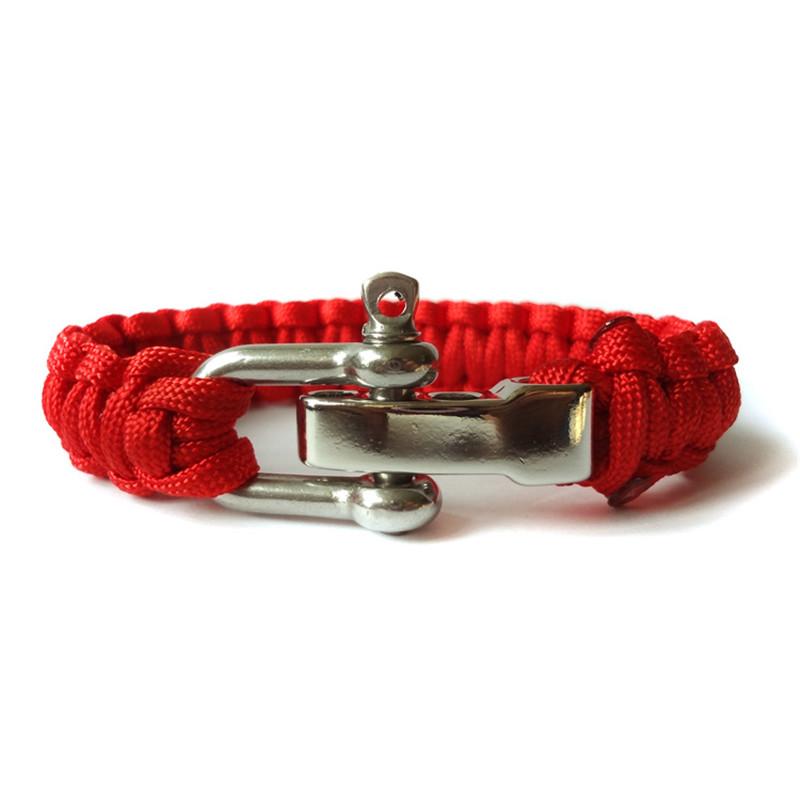 Pulseira de Sobrevivência Ajustável para Homens Mulheres Acampamento ao Ar Livre Emergência Fivela de Aço Inoxidável Pulseira de Paracord