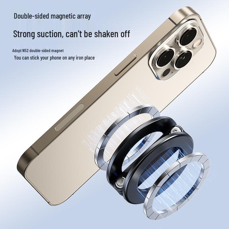 Dual-Sided Magnetic MagSafe Phone Stand: Strong & Versatile for Desk, Gym, Car, or Wall.