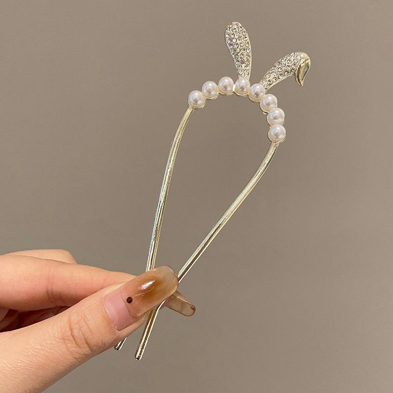 New Hairpin Female Disc Hair Artifact U-shaped Fixed Four Toothed Insert Comb Hairpin Ancient Style Flower Headpiece