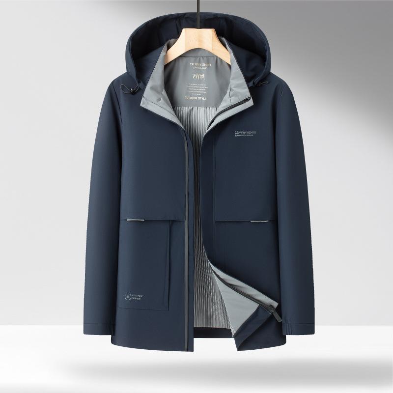 New Spring and Autumn Middle-aged Men's Daddy Suit Hoodable Simple Casual Jacket Jacket
