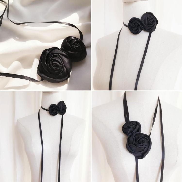 Soft Brown Flower Choker Tie Cravat Accessory Teen Girl Rose Flower Choker
