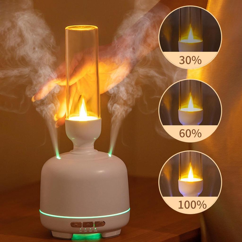 Essential Oil Diffuser with LED Candle Light, Silent Double Spray Aromatherapy Humidifier for Bedroom, Office, Party, Yoga