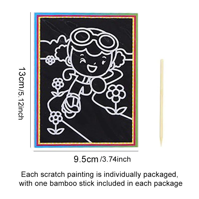 5/10/15/20pcs Scratch Painting Notebook Art Classroom Supplies Office Cultural School Rewards Cartoon Pattern Colorful Paper TMZ