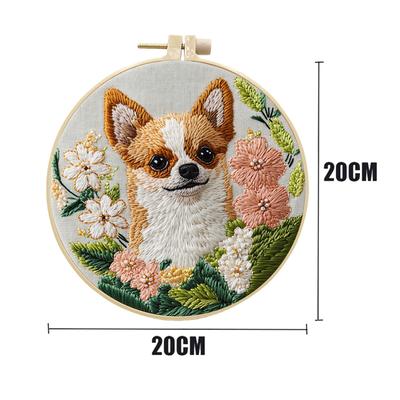 Dog Embroidery Kits DIY Cross Stitch Starter Craft Kits for Adults Embroidery Cloth with Pattern, Needles Instruction Threads