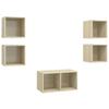 5 Piece TV Cabinet Set Sonoma Oak Effect Particle Board