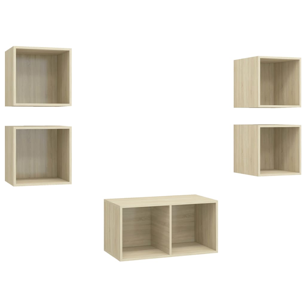 5 Piece TV Cabinet Set Sonoma Oak Effect Particle Board