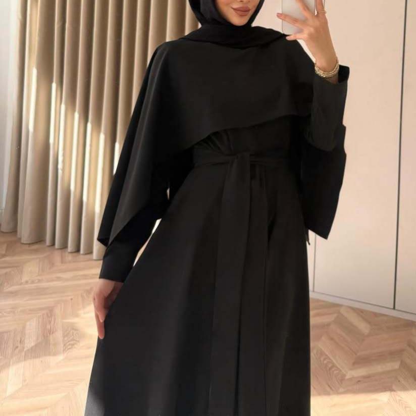 Cross-border Europe, America, Amazon Autumn New Women's Clothing Fashion Temperament Shawl Simple Long-sleeved Long Dress Two Pieces