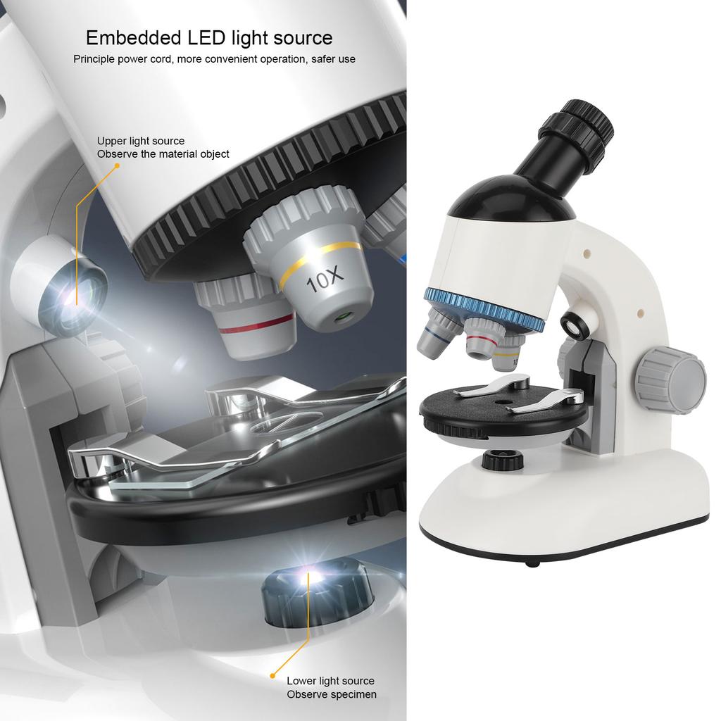 Kids Beginner Microscope With 360° Rotating Head Educational Science Toy For Children Learning