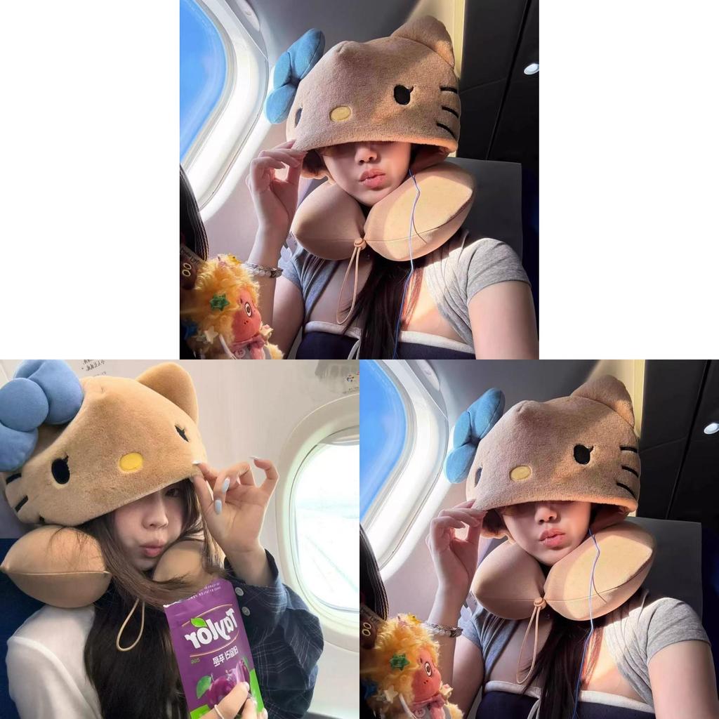 Hello Kitty U Shaped Neck Pillow Cap With Warmth For Travel And Sleep