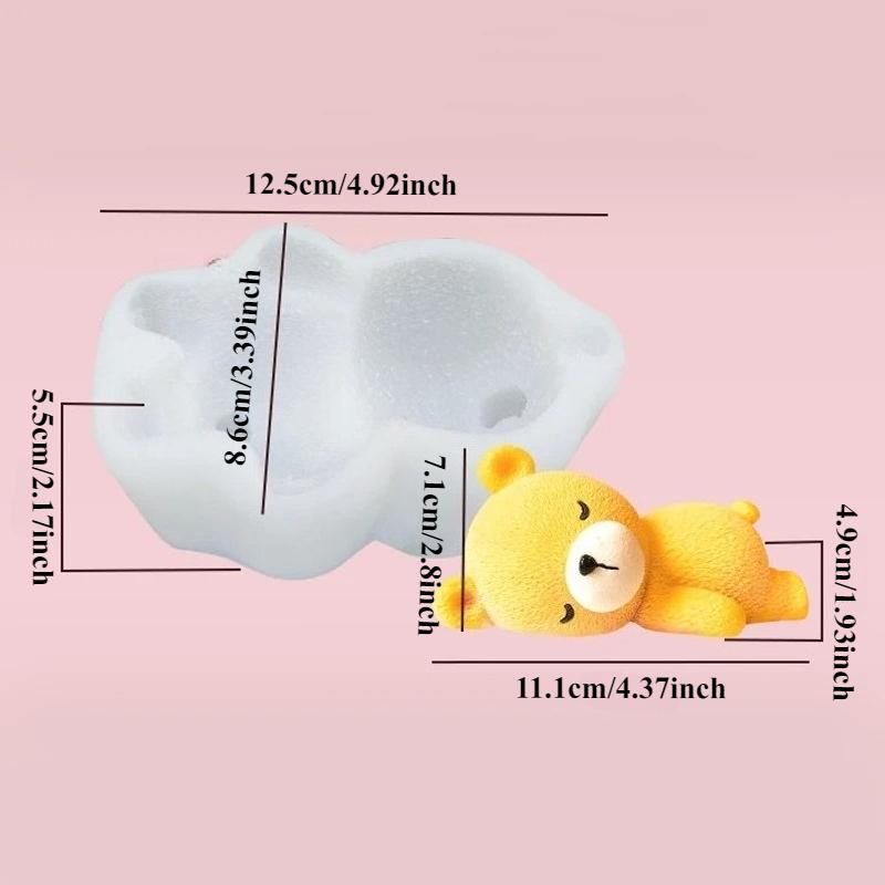 

Large 3D Sleeping Bear Silicone Mold DIY Lying Bear Candle Gypsum Ornament Crafts Cement Soap Mold Chocolate Cake Baking Mold