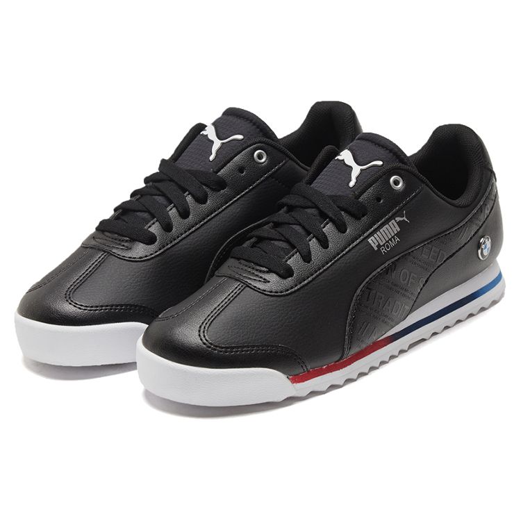Puma Bmw Mms Roma Durable Low-Top Training Shoes Unisex Sneakers Black White 306638-01