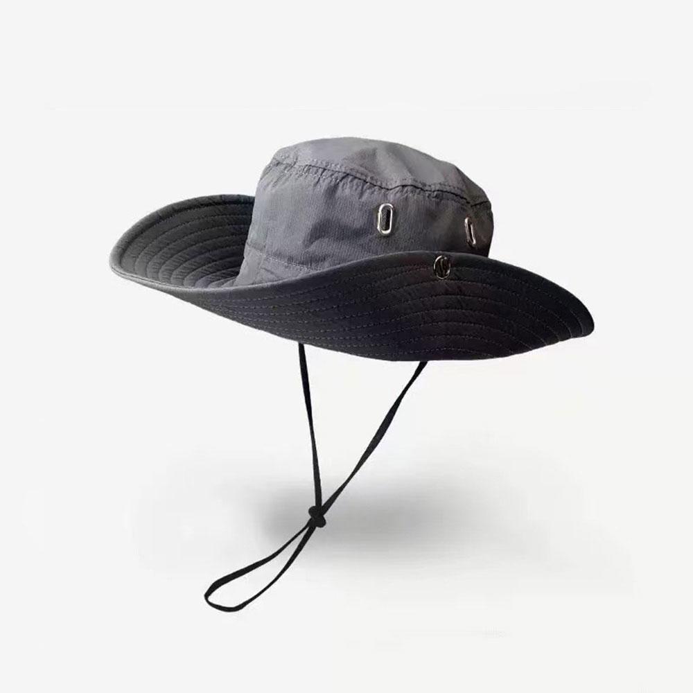 Summer Bucket Hat For Men Cowboy Cap Outdoor Sunshade Riding Hiking Fisherman Cap Big Brim Foldable Mesh Sunscreen Sunhat