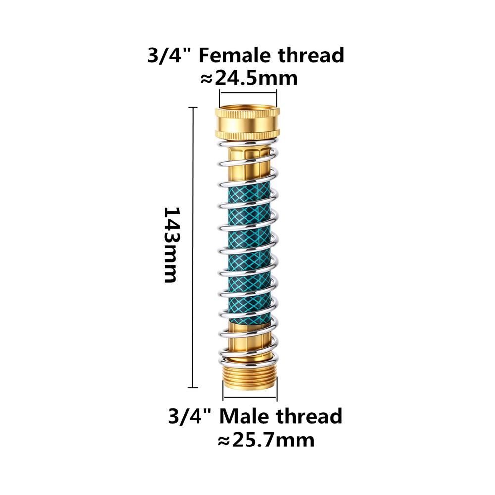 3/4" Garden Hose Anti‑Kink Spring Protector Brass Connector Male Female Thread Water Pipe Extension Faucet Adapter Fittings 1Pc