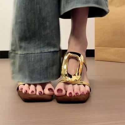 Fashion Square Toe High Heels Women Slippers New Sandals 2025 Trend Summer Chunky Shoes Designer Flip Flops Dress Party Pumps Zapatos