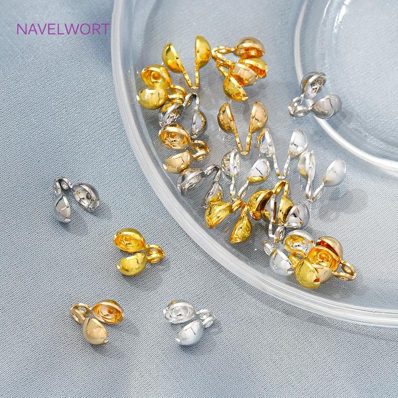 18K Gold Plated Brass Crimp Beads,End Caps For Jewelry,Caps For Bracelet,For DIY Jewelry Making Supplies,Jewelry Findings