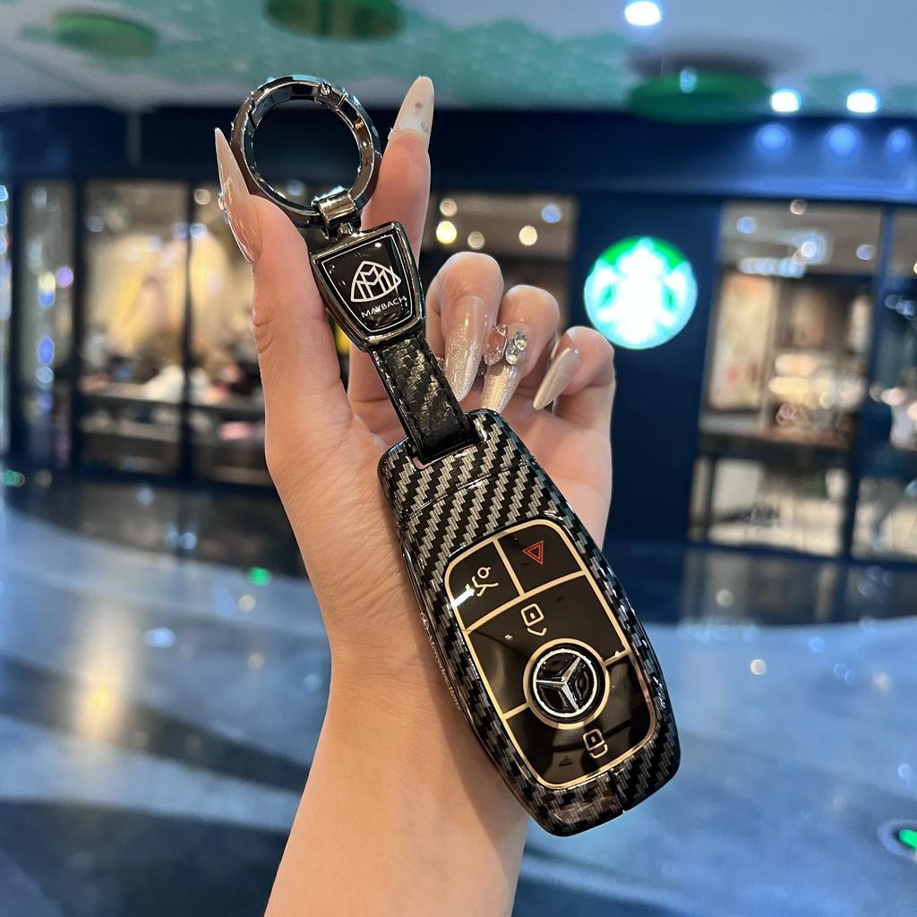 ULA5 Carbon Fiber Key Fob Cover Protector for Mercedes Benz A B C E S CLA CLK CLS GLA GLC GLE GLK SLK AMG Series Keyless Accessories