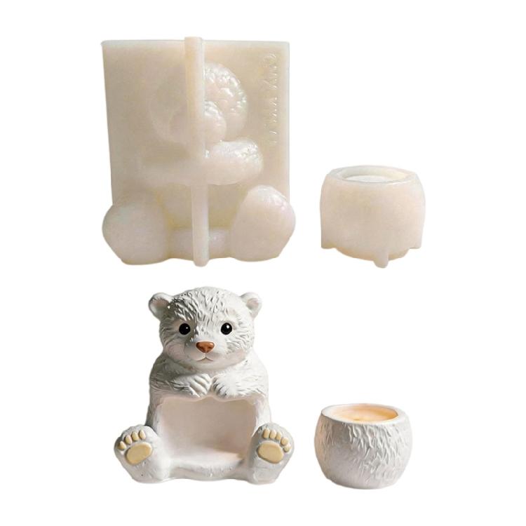 

Bear Figure Silicone Candle Molds For Resin Casting Making Candle Container Soap Decorative Flowerpot Gypsum Decoration 1