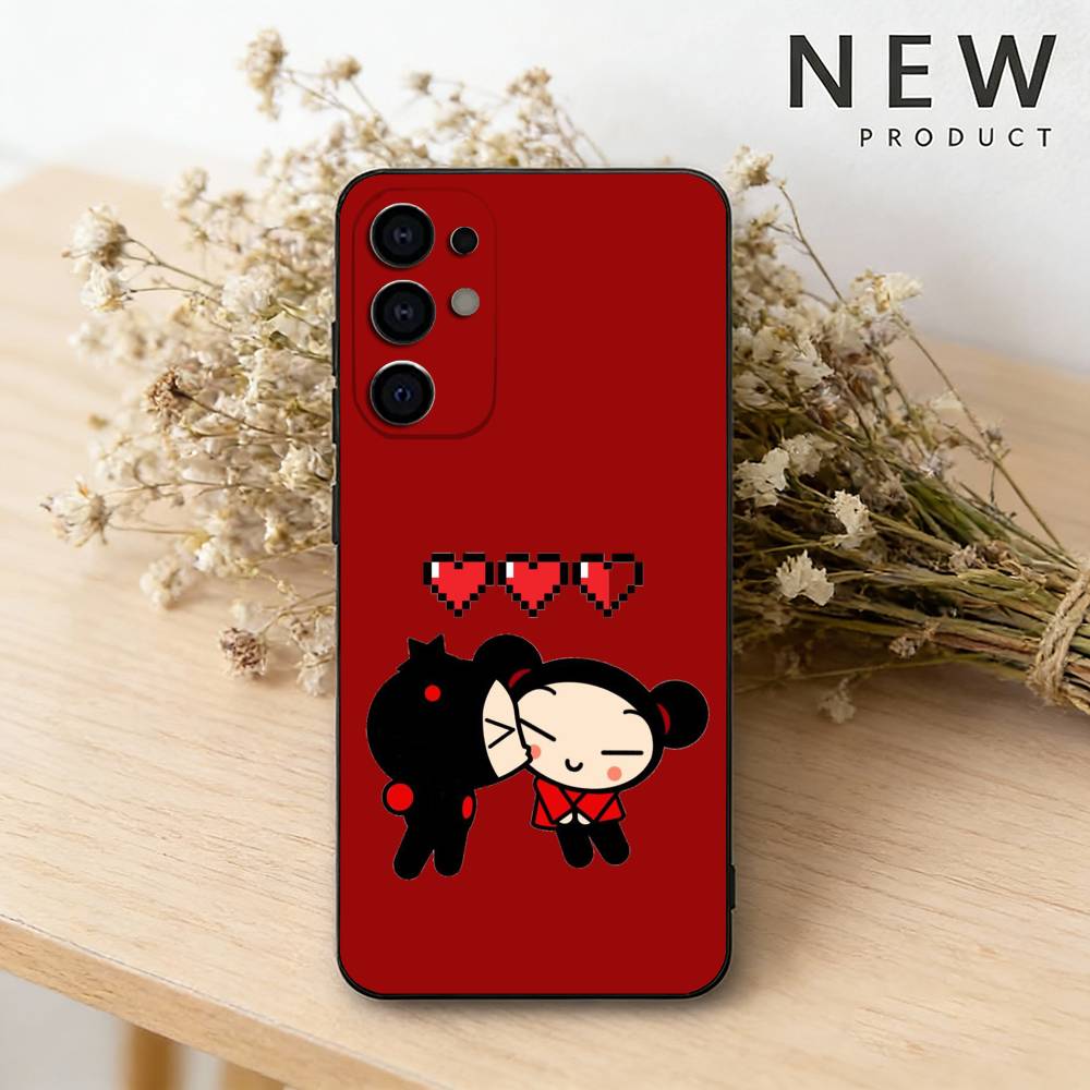 Cute Cartoon-Pucca phone Case For Samsung S26,25,24,21,22,23,30,20,Ultra,Plus,Fe,Lite Black Soft Cover