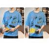 Camiseta de Verano para Hombre Streetwear Manga Corta Holgada Estampada Estudiante Casual Top Media Manga Cuello Redondo Camiseta de Marca