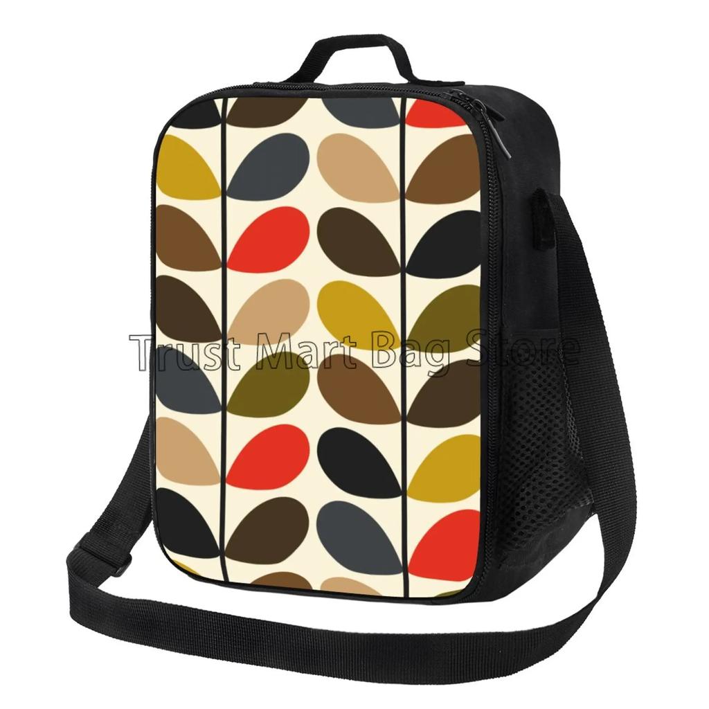 Orla Kiely Sac à Lunch Portable Motif Feuilles Colorées Réutilisable Isotherme Fourre-tout Bento avec Sangle Réglable pour Travail Pique-nique Voyage