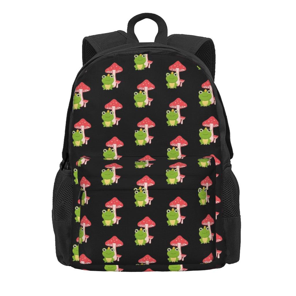 Süßer Frosch-Print Rucksack Bunte Tier Wanderrucksäcke Mädchen Design Print High School Taschen Ästhetischer Rucksack
